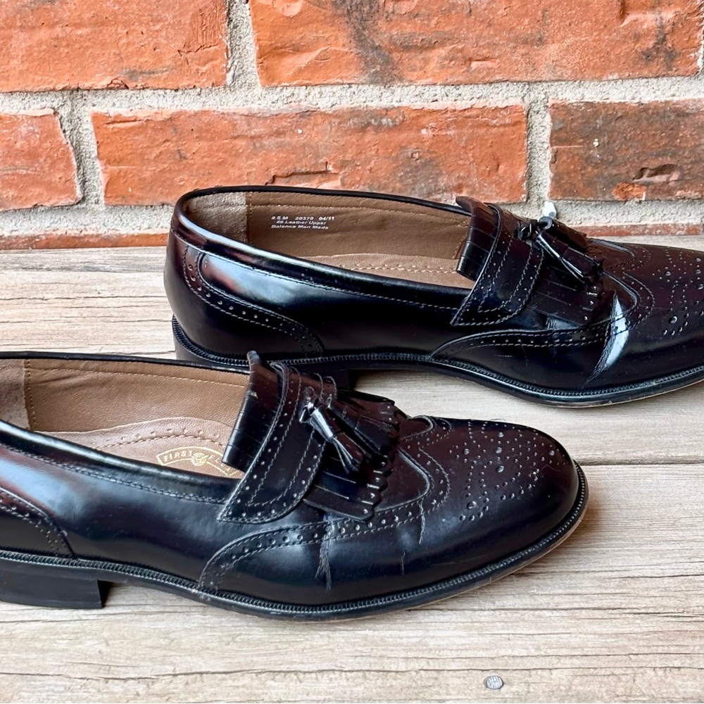 Bostonians Classics First Flex Kiltie Tassel Black Leather Loafers 9.5M - Picture 6 of 9